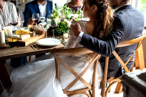 Newlyweds at their wedding celebration