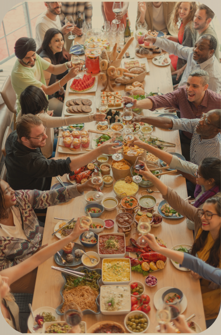 Friends and family embracing during a celebration gathering